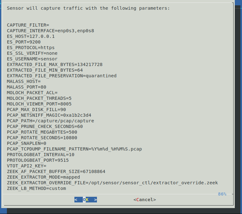 Capture parameters summary