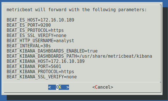 Metricbeat settings confirmation